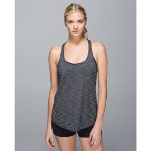Lululemon 105 F Singlet Tank Top Size 8 Heathered Grey Black Lightweight Loose
